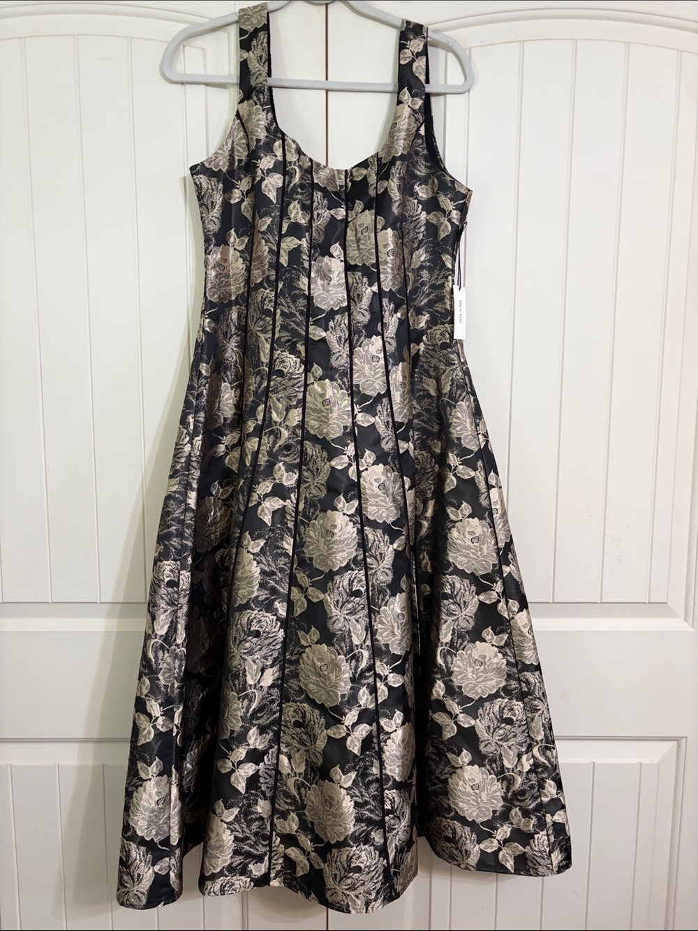 Mila Mae Jacquard Sleeveless Fit-and-Flare Midi Dress Size M Flawed